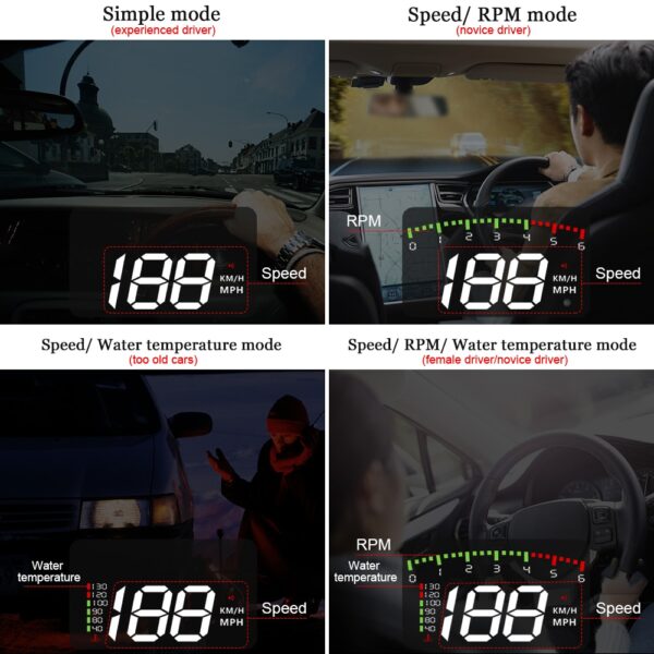 A100 3.5 A900 HUD Head-Up Display Car-Styling Overspeed Warning Windshield Projector Alarm System Universal Auto