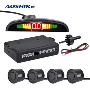AOSHIKE Car Parktronic Automatic LED Parking Sensor with 4 Sensors Reverse Backup Parking Radar Monitor Detector System Display