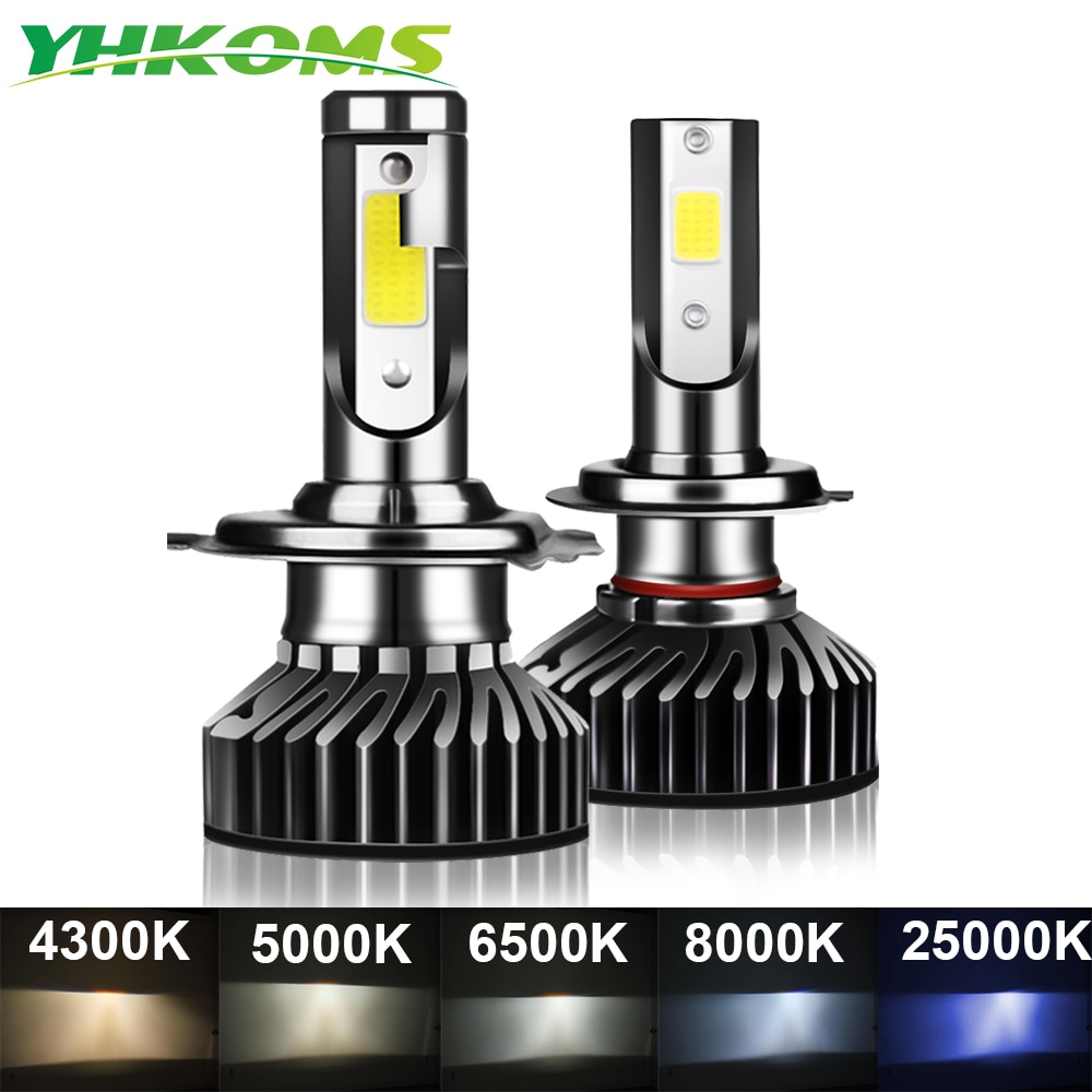 YHKOMS 80W 14000LM Car Haedlight H4 H7 H1 LED H8 H9 H11 4300K 5000K 6500K 8000K 25000K Auto fog Light 80W 16000LM 12V LED Bulb