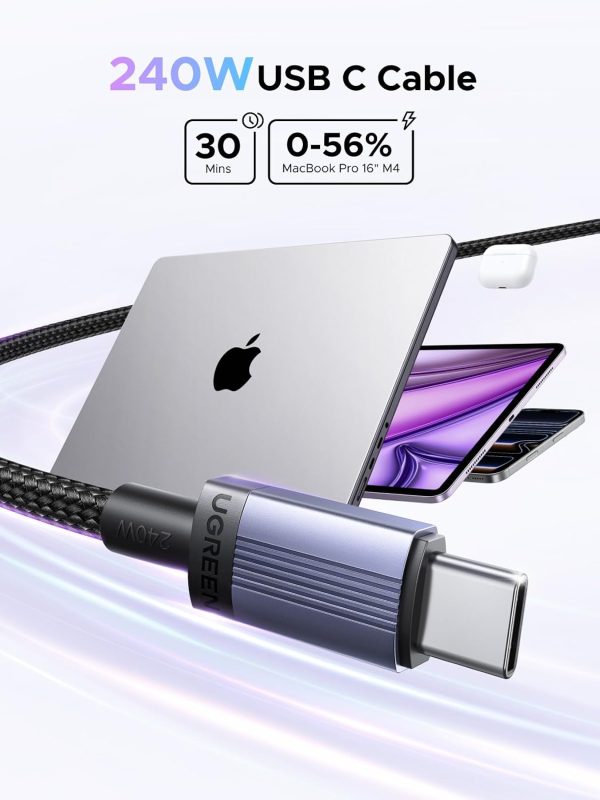 61hzbr1u4sL._SL1500_.jpg UGREEN 240W USB-C to USB-C Braided Cable, 2 Pack, 2 m