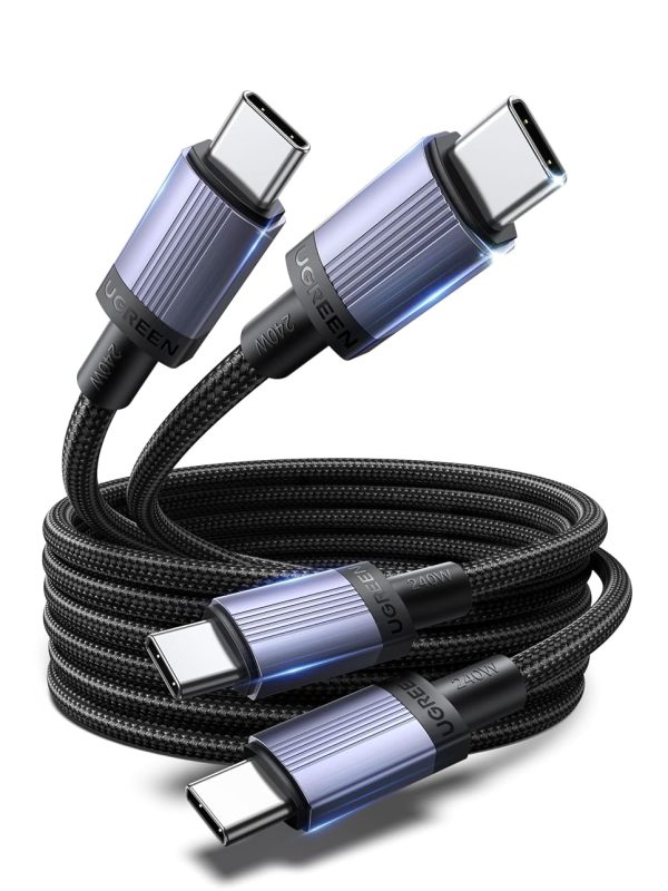 UGREEN 240W USB-C to USB-C Braided Cable, 2 Pack, 2 m
